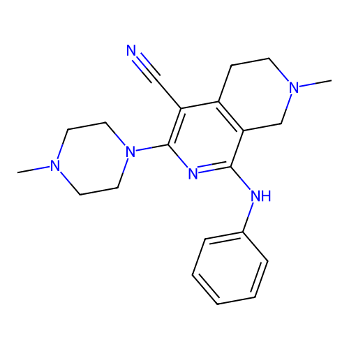 7-methyl-3-(4-methylpiperazin-1-yl)-1-(phenylamino)-5,6,7,8-tetrahydro-2,7-naphthyridine-4-carbonitrile structure