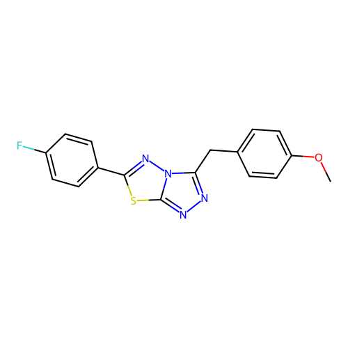 6-(4-fluorophenyl)-3-[(4-methoxyphenyl)methyl]-[1,2,4]triazolo[3,4-b][1,3,4]thiadiazole structure