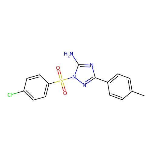 1-[(4-chlorophenyl)sulfonyl]-3-(4-methylphenyl)-1H-1,2,4-triazol-5-amine structure