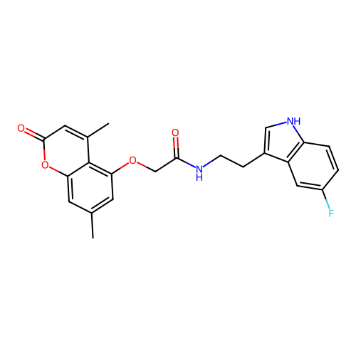 2-((4,7-dimethyl-2-oxo-2H-chromen-5-yl)oxy)-N-(2-(5-fluoro-1H-indol-3-yl)ethyl)acetamide structure