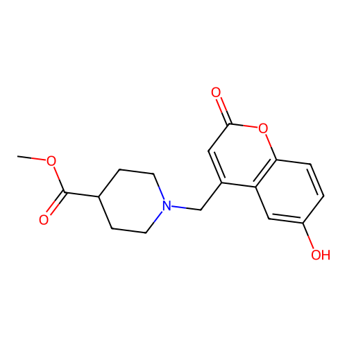 Methyl 1-[(6-hydroxy-2-oxochromen-4-yl)methyl]piperidine-4-carboxylate structure