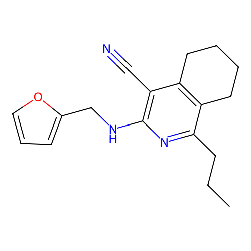 3-((furan-2-ylmethyl)amino)-1-propyl-5,6,7,8-tetrahydroisoquinoline-4-carbonitrile structure