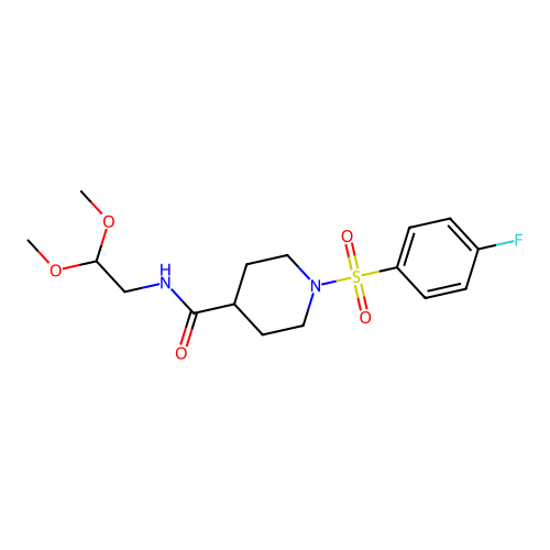 N-(2,2-dimethoxyethyl)-1-(4-fluorophenyl)sulfonylpiperidine-4-carboxamide structure