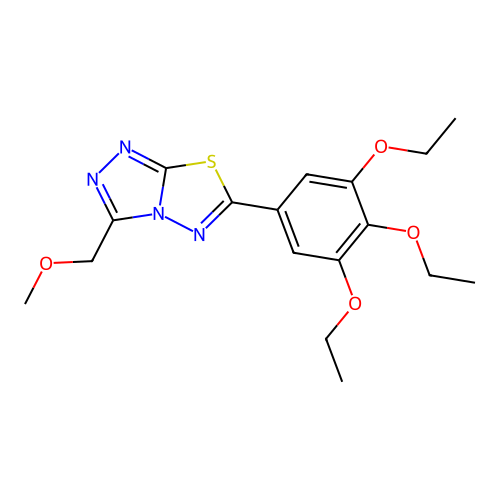 3-(methoxymethyl)-6-(3,4,5-triethoxyphenyl)[1,2,4]triazolo[3,4-b][1,3,4]thiadiazole structure