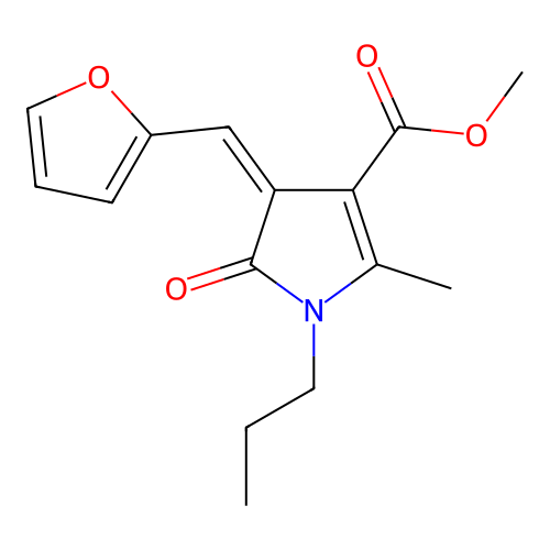 methyl (4Z)-4-(furan-2-ylmethylidene)-2-methyl-5-oxo-1-propylpyrrole-3-carboxylate structure