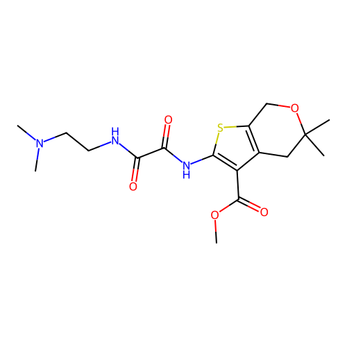 methyl 2-(2-((2-(dimethylamino)ethyl)amino)-2-oxoacetamido)-5,5-dimethyl-5,7-dihydro-4H-thieno[2,3-c]pyran-3-carboxylate structure