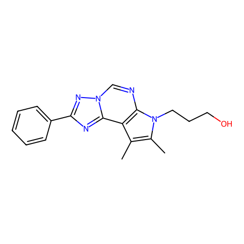 3-(8,9-dimethyl-2-phenyl-7H-pyrrolo[3,2-e][1,2,4]triazolo[1,5-c]pyrimidin-7-yl)propan-1-ol structure