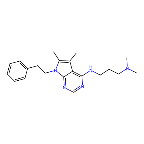 N'-[5,6-dimethyl-7-(2-phenylethyl)-7H-pyrrolo[2,3-d]pyrimidin-4-yl]-N,N-dimethylpropane-1,3-diamine structure