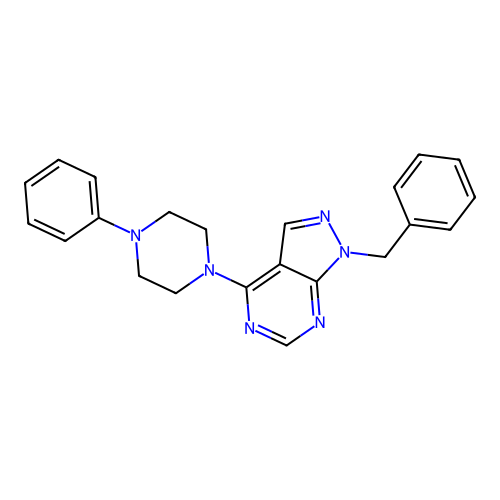 1-(Phenylmethyl)-4-(4-phenyl-1-piperazinyl)pyrazolo[3,4-d]pyrimidine structure
