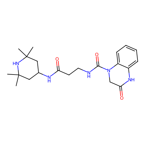 3-hydroxy-N-{3-oxo-3-[(2,2,6,6-tetramethylpiperidin-4-yl)amino]propyl}quinoxaline-1(2H)-carboxamide structure