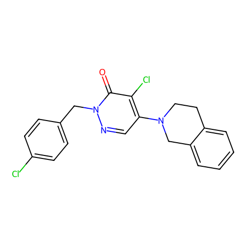 4-chloro-2-(4-chlorobenzyl)-5-(3,4-dihydroisoquinolin-2(1H)-yl)pyridazin-3(2H)-one structure