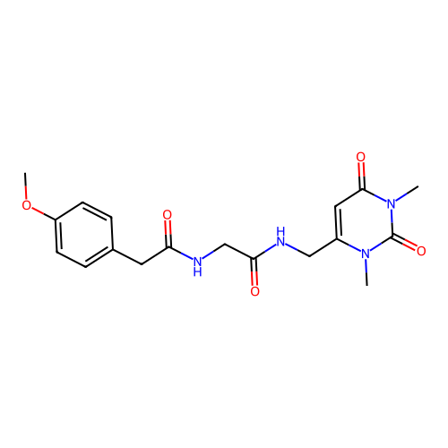 N-((1,3-dimethyl-2,6-dioxo-1,2,3,6-tetrahydropyrimidin-4-yl)methyl)-2-(2-(4-methoxyphenyl)acetamido)acetamide structure