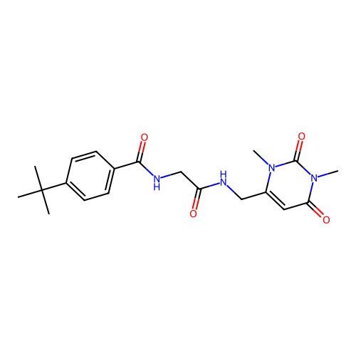 4-(tert-butyl)-N-(2-(((1,3-dimethyl-2,6-dioxo-1,2,3,6-tetrahydropyrimidin-4-yl)methyl)amino)-2-oxoethyl)benzamide structure