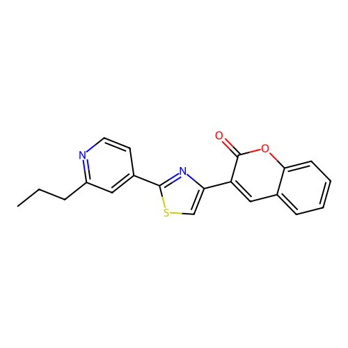 3-(2-(2-propylpyridin-4-yl)thiazol-4-yl)-2H-chromen-2-one structure