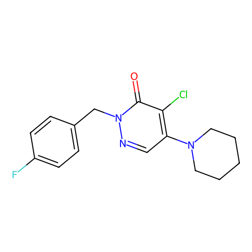 4-chloro-2-(4-fluorobenzyl)-5-(piperidin-1-yl)pyridazin-3(2H)-one structure