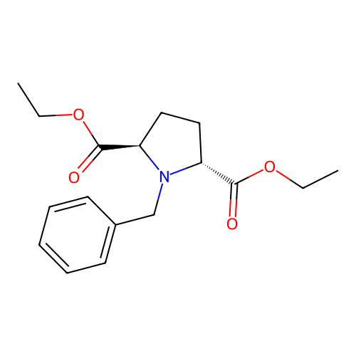 diethyl (2R,5R)-1-benzylpyrrolidine-2,5-dicarboxylate structure