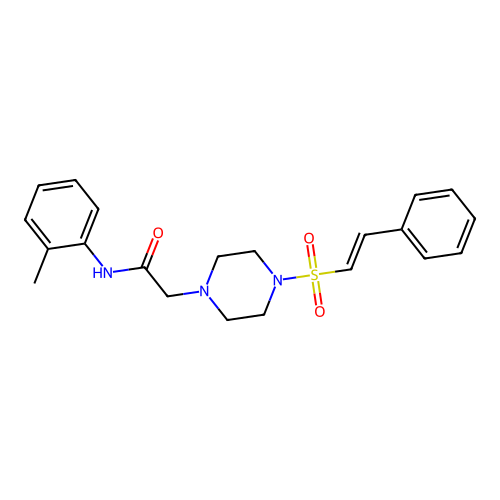 N-(2-methylphenyl)-2-[4-(2-phenylethenesulfonyl)piperazin-1-yl]acetamide structure