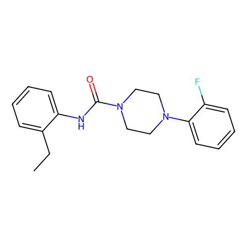 N-(2-ethylphenyl)-4-(2-fluorophenyl)piperazine-1-carboxamide structure