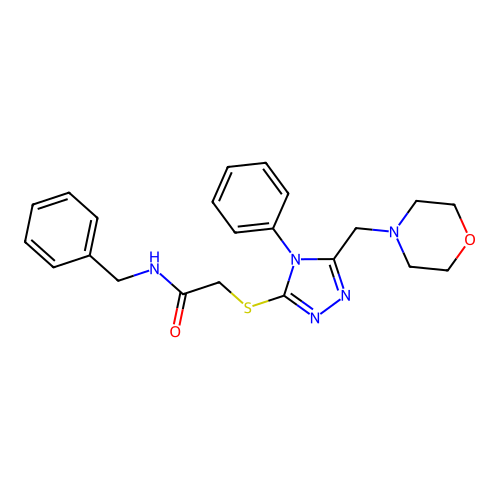 N-benzyl-2-[[5-(morpholin-4-ylmethyl)-4-phenyl-1,2,4-triazol-3-yl]sulfanyl]acetamide structure