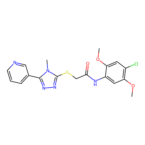 N-(4-chloro-2,5-dimethoxyphenyl)-2-[(4-methyl-5-pyridin-3-yl-1,2,4-triazol-3-yl)sulfanyl]acetamide structure