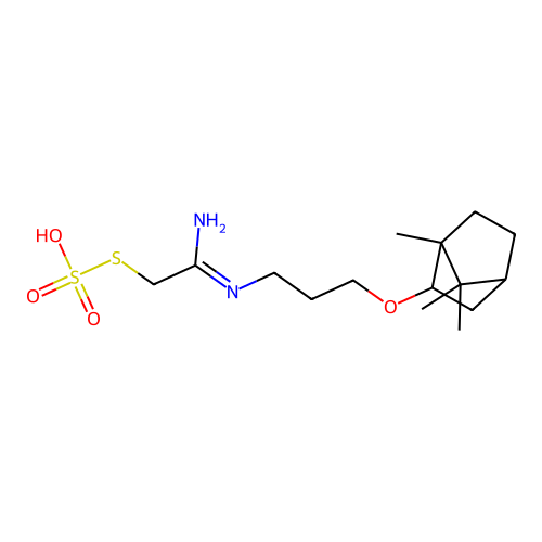 3-[3-[(1-amino-2-sulfosulfanylethylidene)amino]propoxy]-4,7,7-trimethylbicyclo[2.2.1]heptane structure