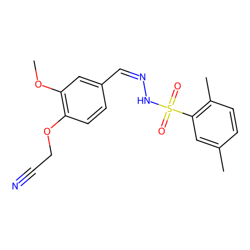 N-[(Z)-[4-(cyanomethoxy)-3-methoxyphenyl]methylideneamino]-2,5-dimethylbenzenesulfonamide structure