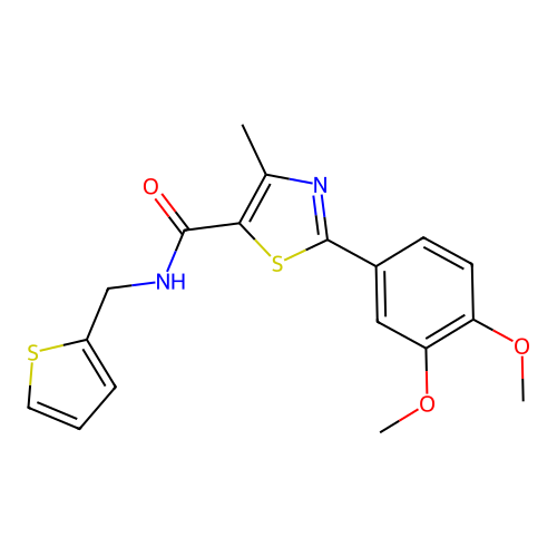 2-(3,4-dimethoxyphenyl)-4-methyl-N-(thiophen-2-ylmethyl)-1,3-thiazole-5-carboxamide structure