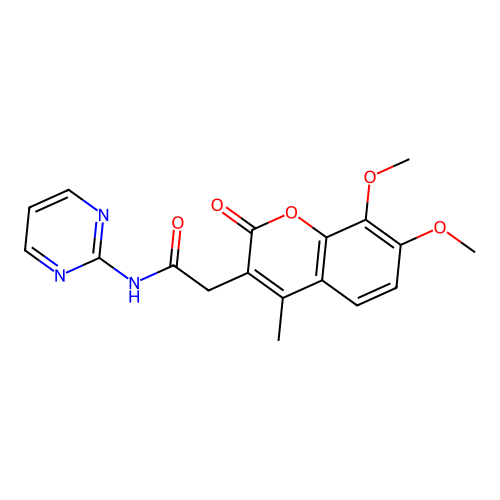 2-(7,8-dimethoxy-4-methyl-2-oxo-2H-chromen-3-yl)-N-(pyrimidin-2-yl)acetamide structure