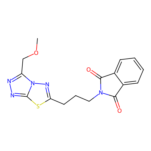 2-(3-(3-(methoxymethyl)-[1,2,4]triazolo[3,4-b][1,3,4]thiadiazol-6-yl)propyl)isoindoline-1,3-dione structure