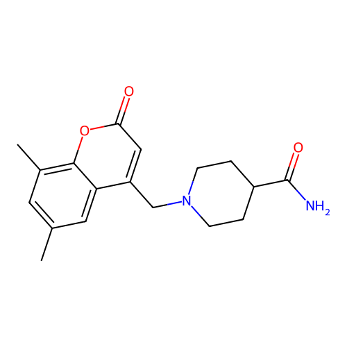 1-[(6,8-Dimethyl-2-oxochromen-4-yl)methyl]piperidine-4-carboxamide structure