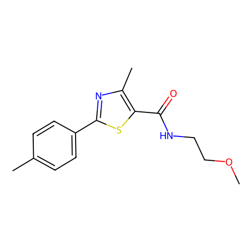 N-(2-methoxyethyl)-4-methyl-2-(4-methylphenyl)-1,3-thiazole-5-carboxamide structure
