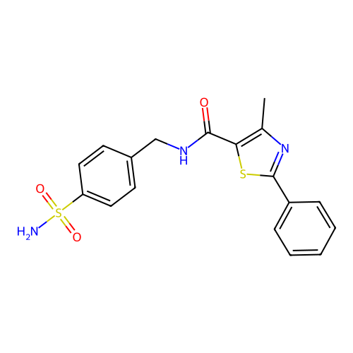 4-methyl-2-phenyl-N-(4-sulfamoylbenzyl)-1,3-thiazole-5-carboxamide structure