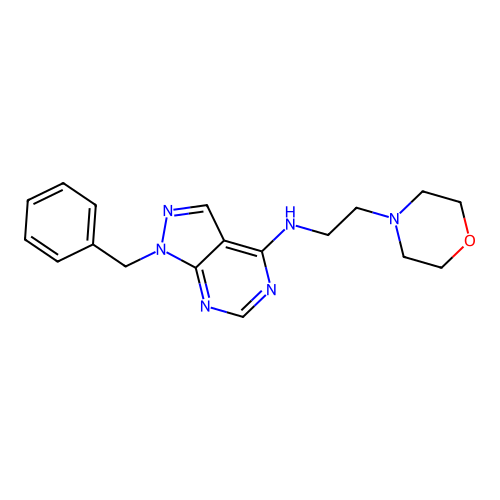 1-benzyl-N-[2-(morpholin-4-yl)ethyl]-1H-pyrazolo[3,4-d]pyrimidin-4-amine structure