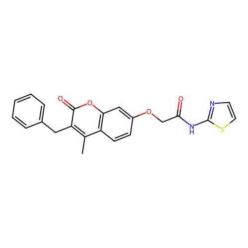 2-((3-benzyl-4-methyl-2-oxo-2H-chromen-7-yl)oxy)-N-(thiazol-2-yl)acetamide structure
