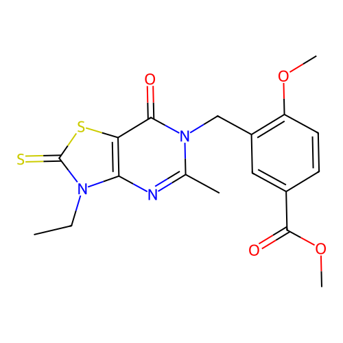 methyl 3-((3-ethyl-5-methyl-7-oxo-2-thioxo-2,3-dihydrothiazolo[4,5-d]pyrimidin-6(7H)-yl)methyl)-4-methoxybenzoate structure