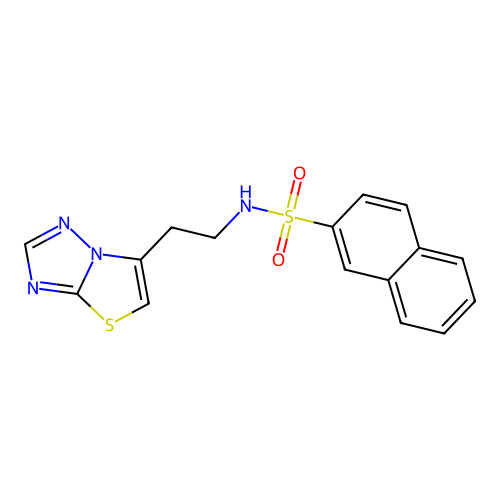 N-[2-([1,3]thiazolo[3,2-b][1,2,4]triazol-6-yl)ethyl]naphthalene-2-sulfonamide structure