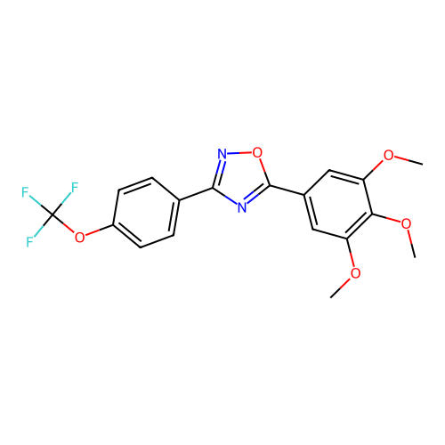 3-[4-(Trifluoromethoxy)phenyl]-5-(3,4,5-trimethoxyphenyl)-1,2,4-oxadiazole structure