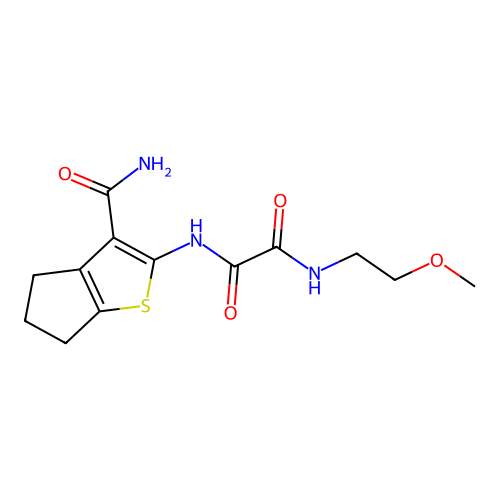 N'-(3-carbamoyl-5,6-dihydro-4H-cyclopenta[b]thiophen-2-yl)-N-(2-methoxyethyl)oxamide structure
