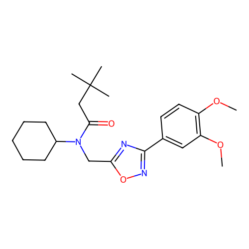 N-cyclohexyl-N-((3-(3,4-dimethoxyphenyl)-1,2,4-oxadiazol-5-yl)methyl)-3,3-dimethylbutanamide structure