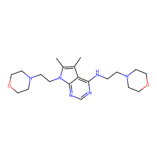 5,6-dimethyl-N,7-bis[2-(morpholin-4-yl)ethyl]-7H-pyrrolo[2,3-d]pyrimidin-4-amine structure