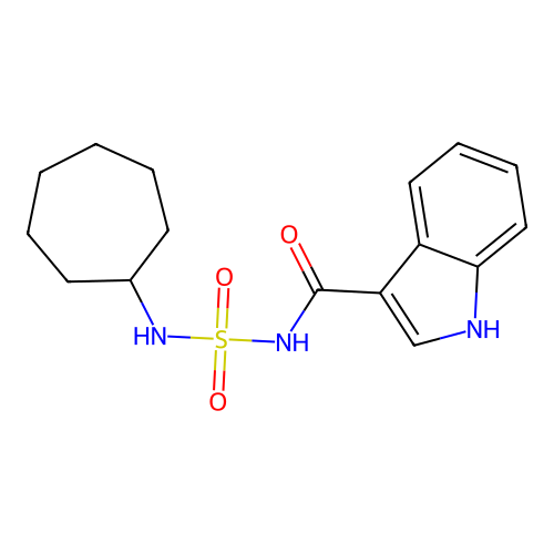 N-(cycloheptylsulfamoyl)-1H-indole-3-carboxamide structure