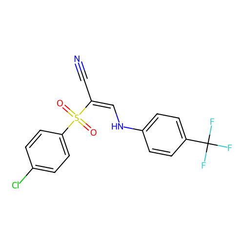 2-(4-Chlorophenyl)sulfonyl-3-[4-(trifluoromethyl)anilino]prop-2-enenitrile structure