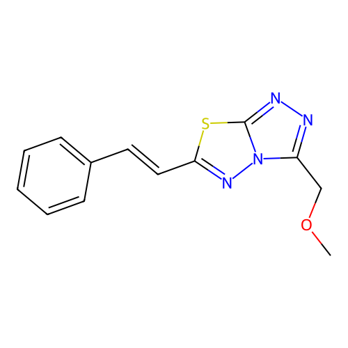 3-(methoxymethyl)-6-[(E)-2-phenylethenyl]-[1,2,4]triazolo[3,4-b][1,3,4]thiadiazole structure