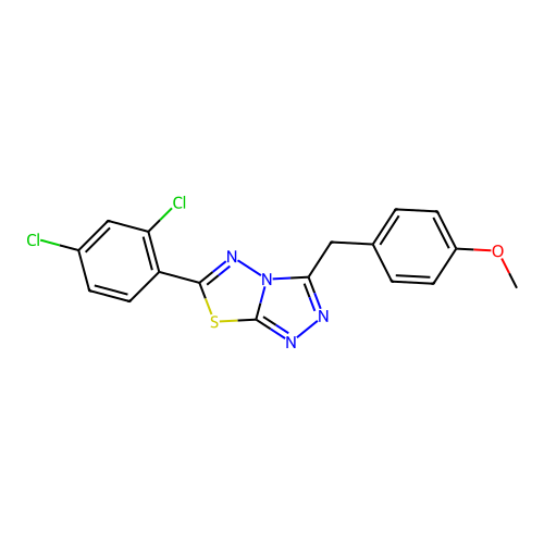 6-(2,4-dichlorophenyl)-3-(4-methoxybenzyl)[1,2,4]triazolo[3,4-b][1,3,4]thiadiazole structure