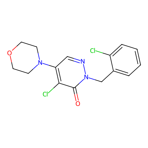 4-chloro-2-(2-chlorobenzyl)-5-morpholinopyridazin-3(2H)-one structure
