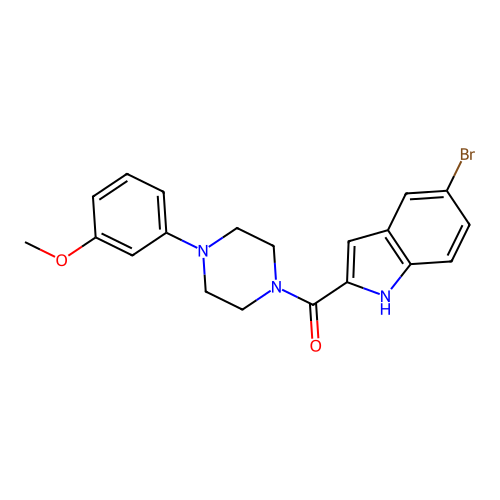 (5-bromo-1H-indol-2-yl)(4-(3-methoxyphenyl)piperazin-1-yl)methanone structure