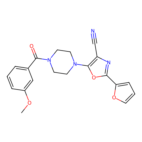 2-(Furan-2-yl)-5-[4-(3-methoxybenzoyl)piperazin-1-yl]-1,3-oxazole-4-carbonitrile structure