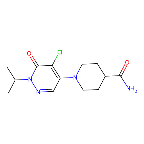 1-(5-Chloro-1-isopropyl-6-oxo-1,6-dihydropyridazin-4-yl)piperidine-4-carboxamide structure