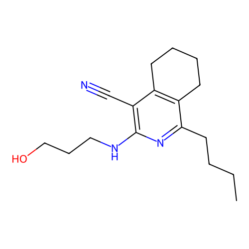 1-Butyl-3-(3-hydroxypropylamino)-5,6,7,8-tetrahydroisoquinoline-4-carbonitrile structure