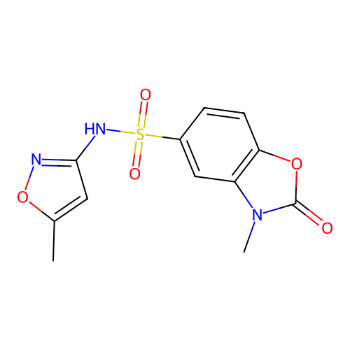 3-methyl-N-(5-methyl-1,2-oxazol-3-yl)-2-oxo-1,3-benzoxazole-5-sulfonamide structure